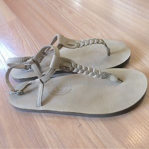 RAINBOW SANDALS T STREET SINGLE LAYER CENTER BRAID ANKLE STRAP